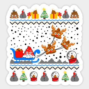 Funny Poop Emoji Christmas Sweater Sticker